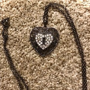 Black heart shaped necklace with keyhole